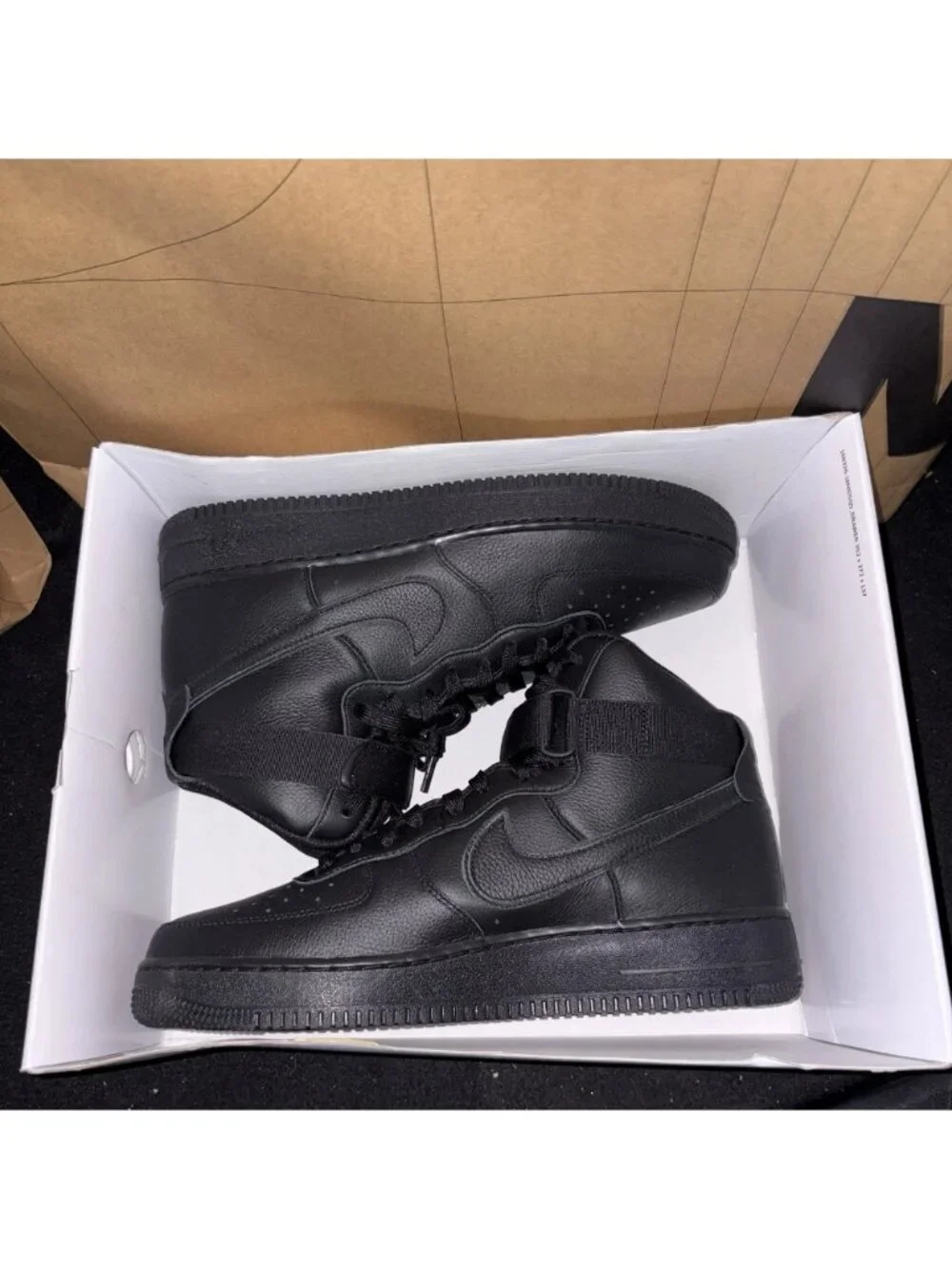 $250 NEW Nike Air Force 1 Triple Black Leather Custom HF0658-900 Men Size 11